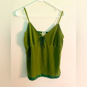 Women’s Olive Green Y2K Velvet Old Navy Spaghetti Strap Tank Top - Size XL ✨💚